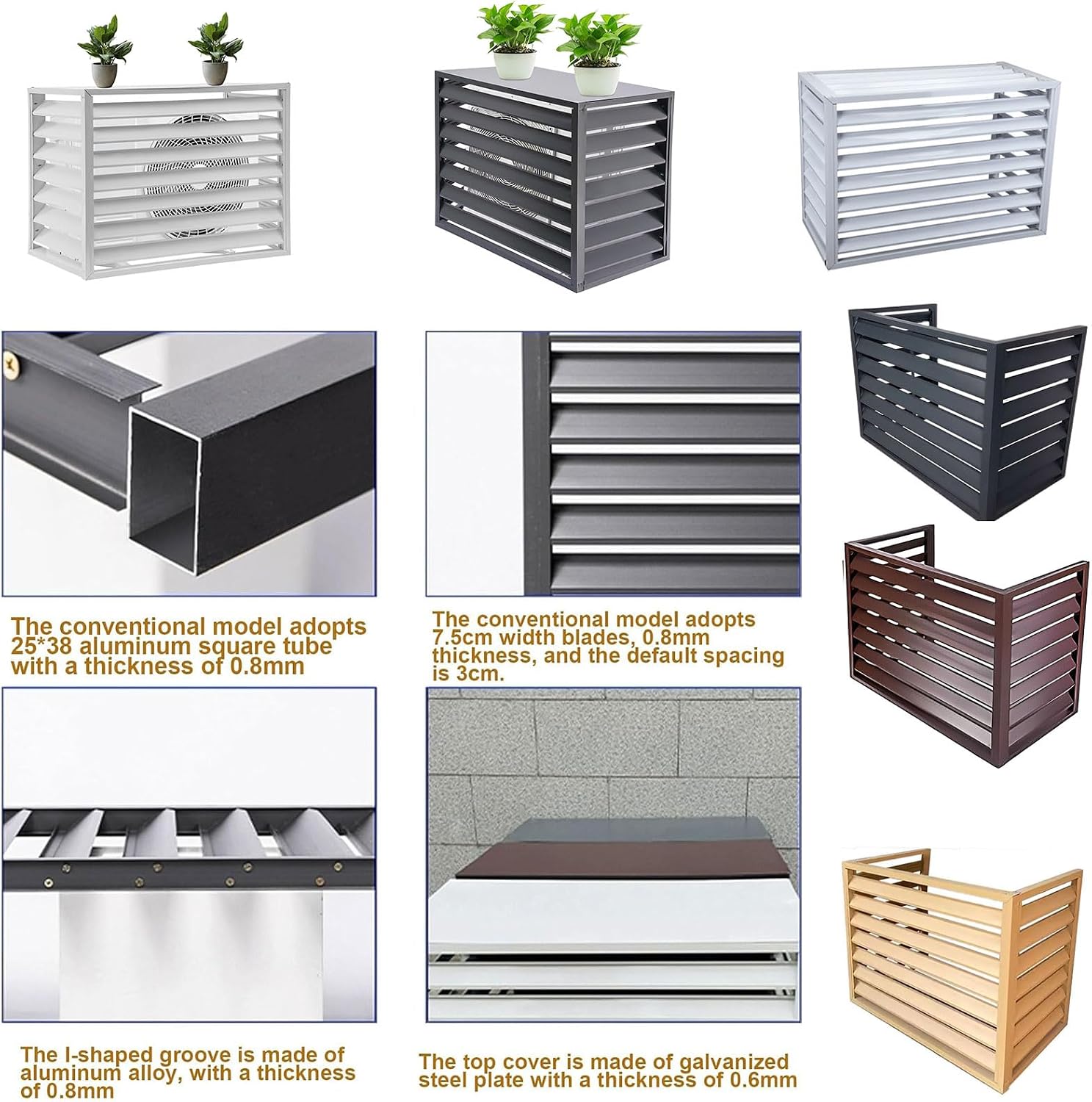 GENERIC Housse De Pompe à Chaleur En Alliage D'aluminium Pour Climatiseur Extérieur 2-3P - Clôture Et Support De Fleurs - Réduction Du Bruit - Accessoires Pour Un Meilleur Attrait De Trottoir
