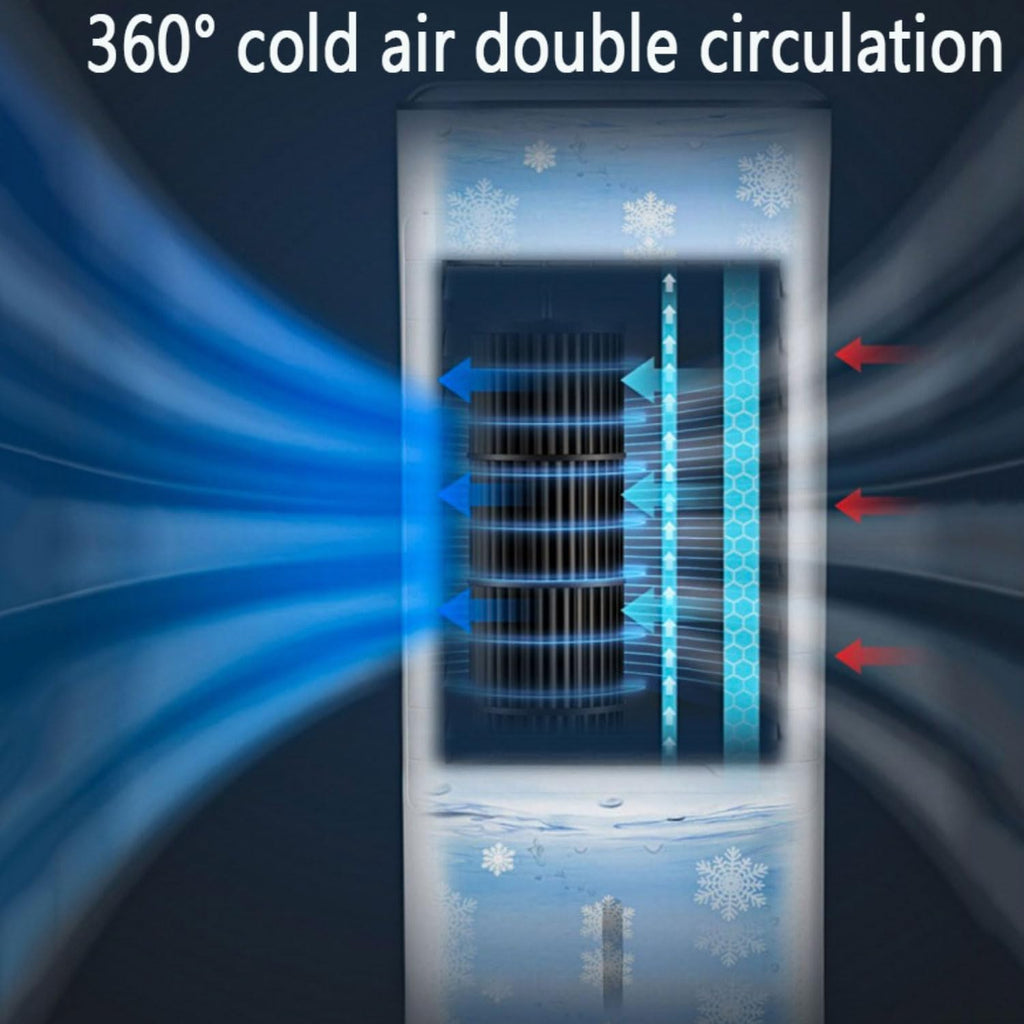 GENERIC Refroidisseur D'évaporation 7L Efficace Sur L'énergie Avec Packs De Glace, 3 Vitesses, Minuterie 12H, Ventilateur De Climatiseur Portable Silencieux Pour Le Bureau à Domicile, Roues De Mobilité Facile