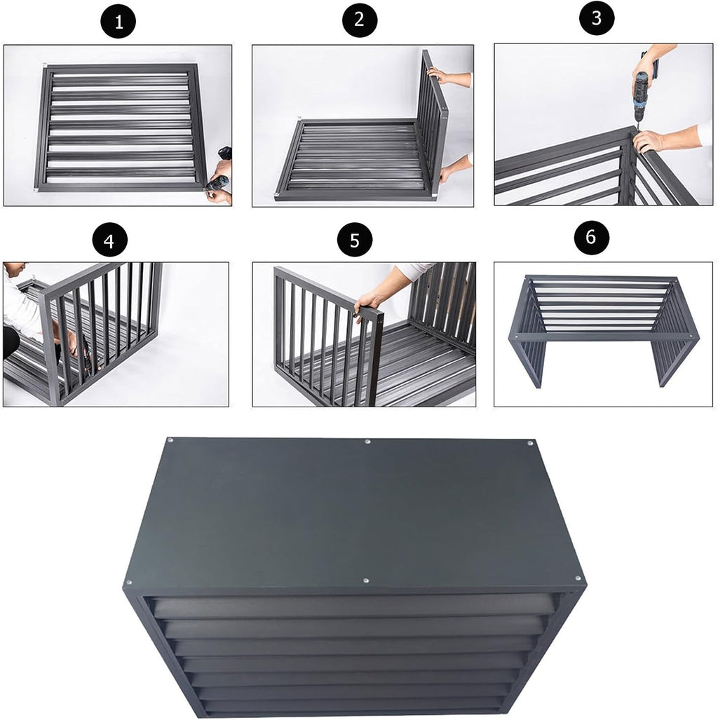  Housse De Protection En Aluminium Pour Climatiseur Et Pompe à Chaleur – Clôture Décorative Pour Unités De Climatisation Et Ordures Autonome Pour Utilisation En Intérieur/extérieur