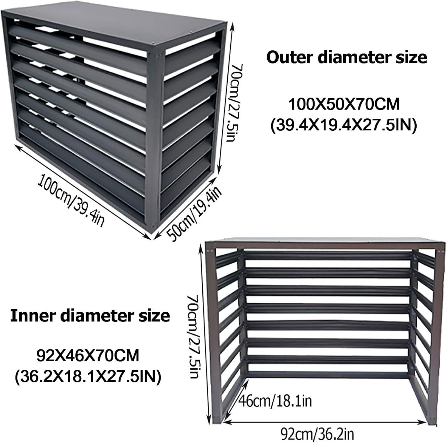 GENERIC Housse De Climatiseur Extérieur Imperméable En Aluminium Pour Pompe à Chaleur Protection De Jardin écran D'intimité Pour Climatisation Pour Toutes Les Saisons (couleur : Gris)