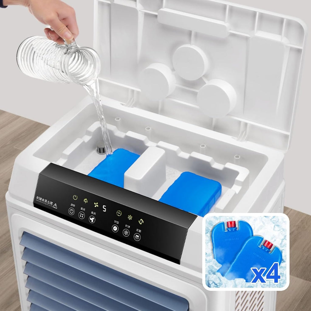 GENERIC Refroidisseur Par évaporation Portable Avec Réservoir D'eau De 50 L, Télécommande, Ventilateur à 3 Vitesses, Oscillation De 120°