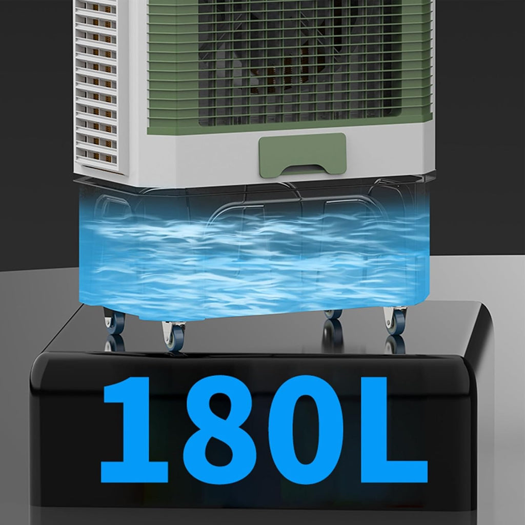  Refroidisseur D'air Par Évaporation Industriel, Climatiseurs Sans Fenêtre Avec Grand Réservoir D'eau Et 4 Blocs De Glace, Refroidisseur De Marais Portable Pour Garage Et Terrasse