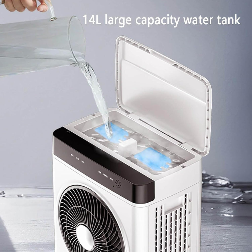 GENERIC Refroidisseur évaporatif Avec Réservoir De 14L, Télécommande Et 3 étapes.Ventilateur De Tour Silencieux Avec Minuterie Pour Chambre Et Bureau.Réfrigération Portable Grâce Au Mur D'eau.