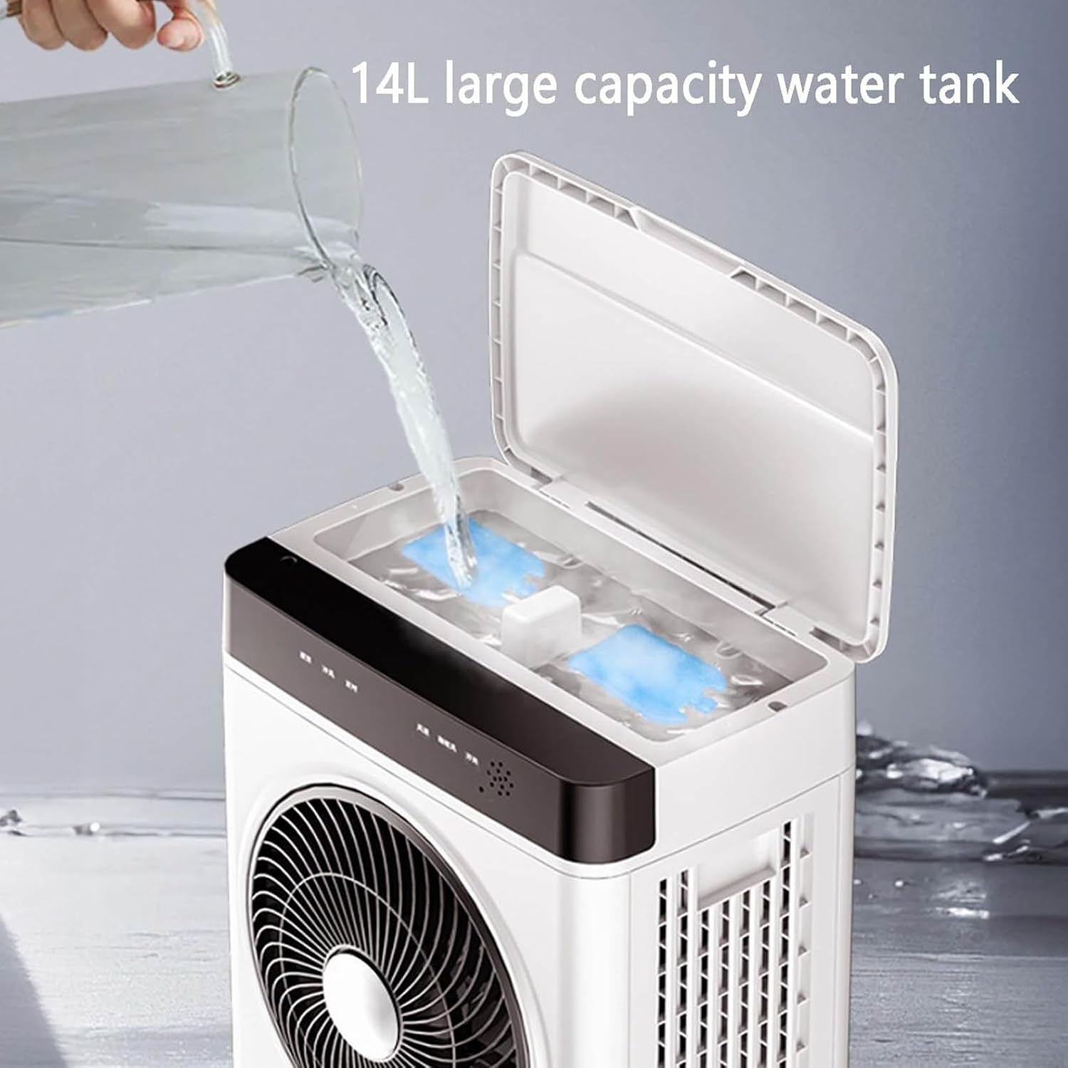 GENERIC Refroidisseur évaporatif Portable Avec Réservoir 14L Et Télécommande, Ventilateur à 3 Vitesses Avec Minuterie 12h Pour Un Refroidissement Rapide Dans Le Salon Et Le Bureau