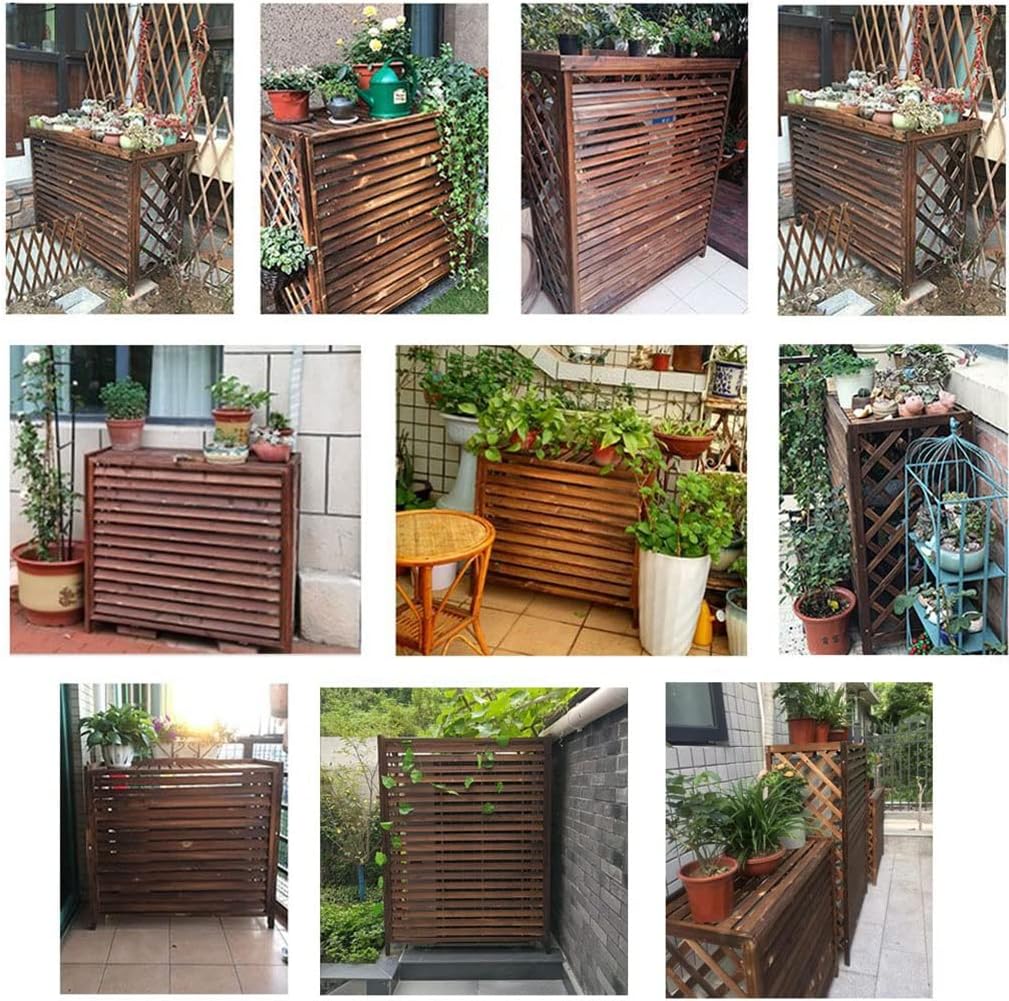GENERIC Housse De Climatiseur Extérieur Et écran De Clôture En Bois Solide Imperméable à L'eau Housse Anti-poussière Pour Climatiseur Support De Fleurs Protège L'unité AC (taille : S 81 X 30 X 72 Cm)