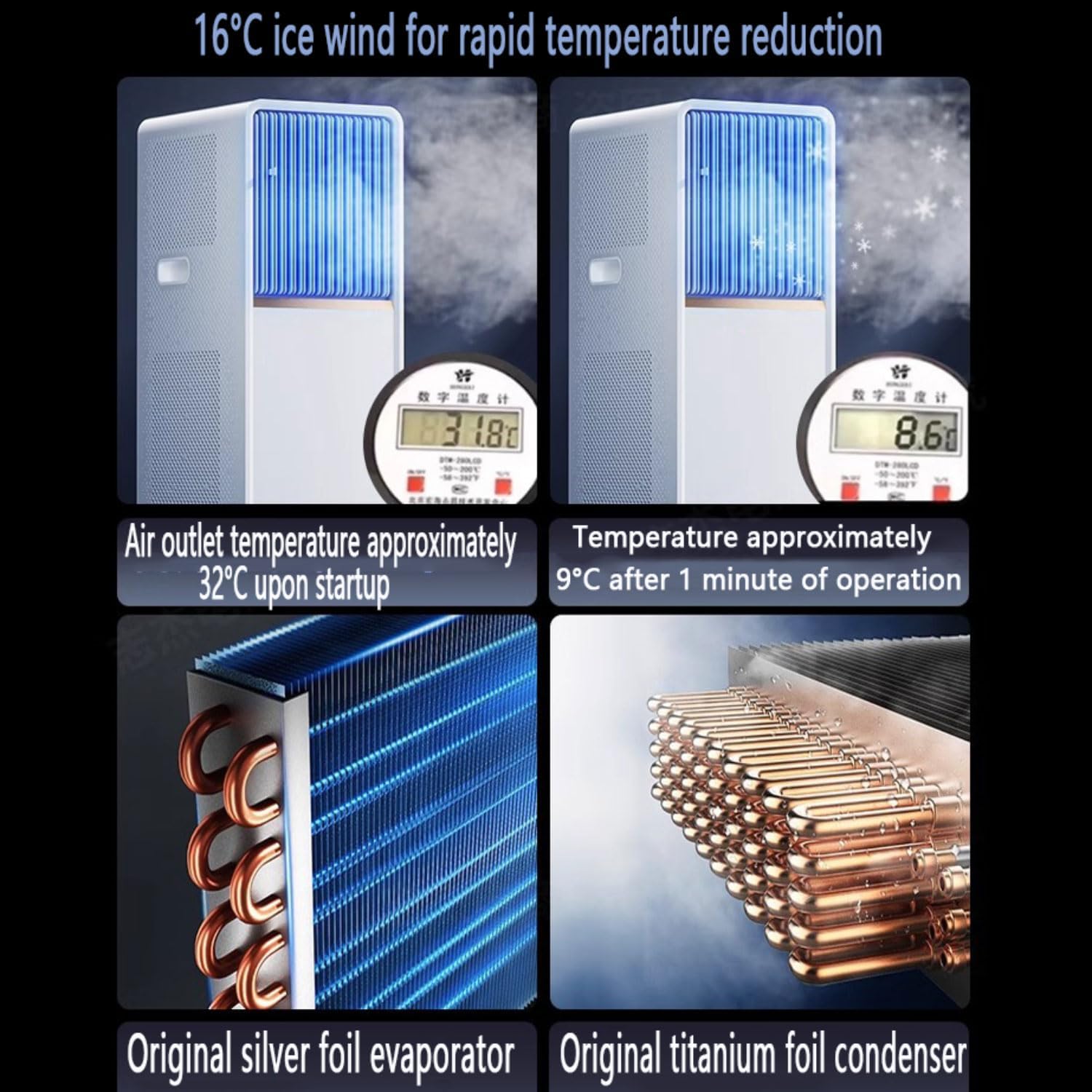  Climatiseur Portable 12000 BTU, Unité De Climatisation Intelligente Avec Télécommande Et Kit De Fenêtre, Ventilateur De Refroidissement Silencieux 48dB Pour Le Bureau De La Pièce Aucun Mur Requis