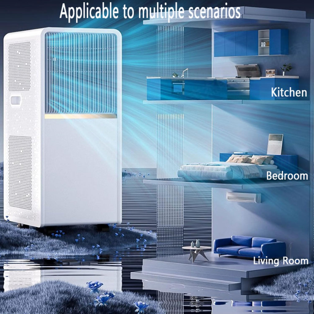  Climatiseur Portable 12000 BTU, Unité De Climatisation Intelligente Avec Télécommande Et Kit De Fenêtre, Ventilateur De Refroidissement Silencieux 48dB Pour Le Bureau De La Pièce Aucun Mur Requis