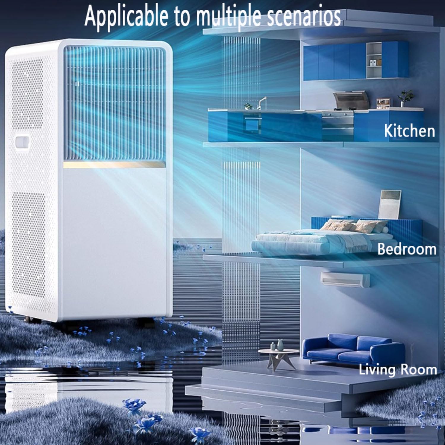  Climatiseur Portable 12000 BTU, Unité De Climatisation Intelligente Avec Télécommande Et Kit De Fenêtre, Ventilateur De Refroidissement Silencieux 48dB Pour Le Bureau De La Pièce Aucun Mur Requis