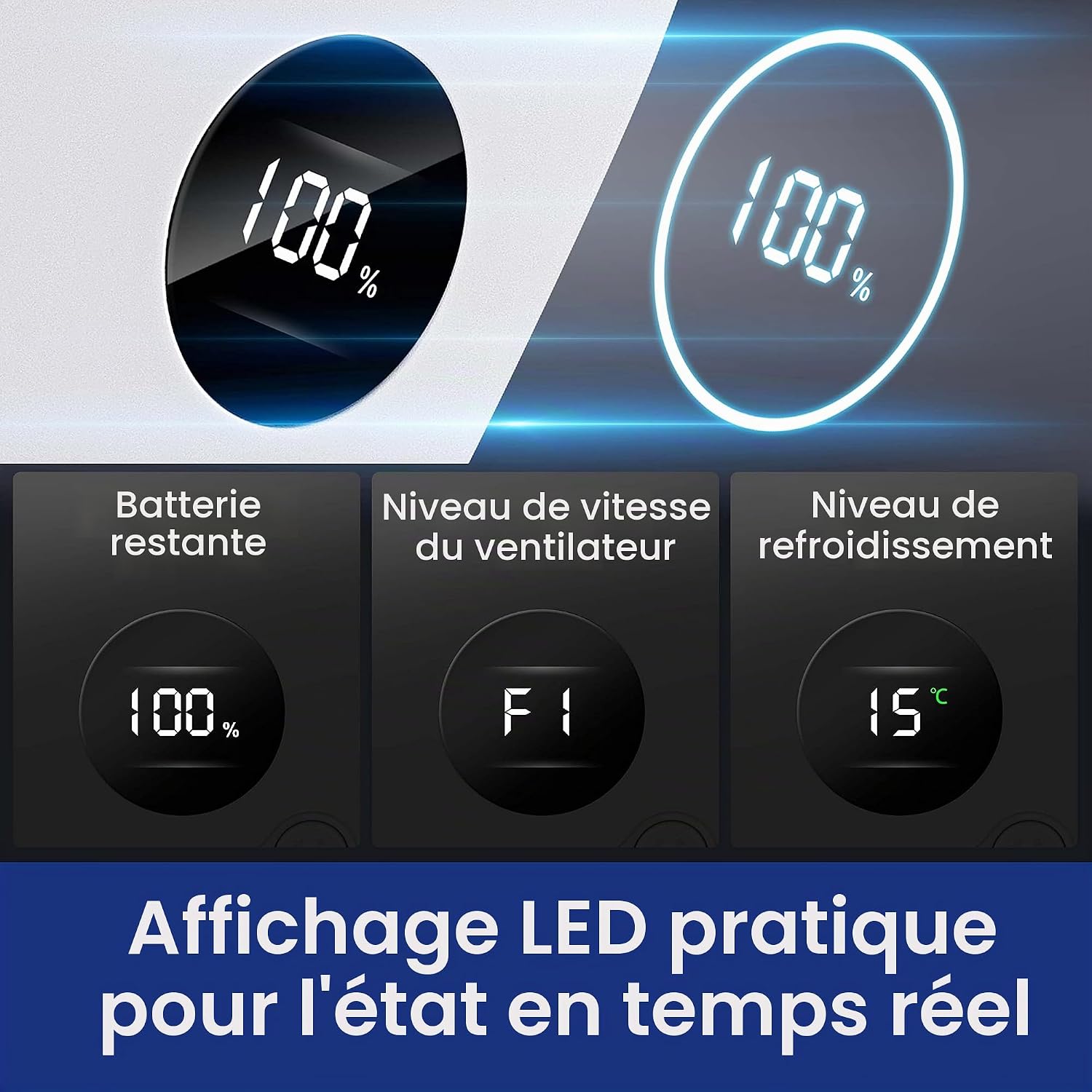 GENERIC Ventilateur De Cou Rafraîchissant, Climatiseur Portable Rechargeable 2-en-1, Personnel Portable Avec Grande Batterie De 4400 MAh, Design Ergonomique