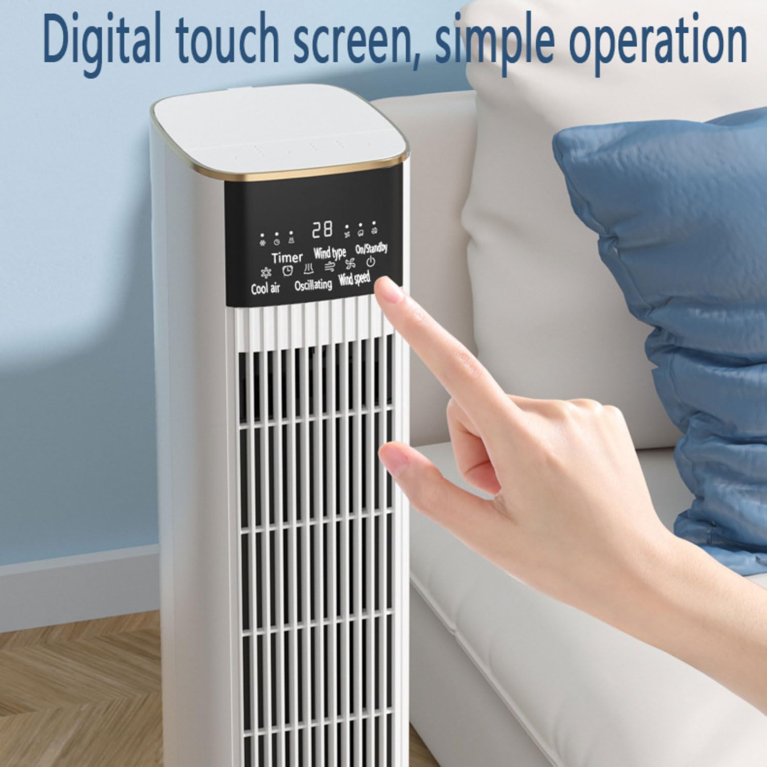  Refroidisseur D'air Colonne Refroidisseur Humidificateur Et Ventilateur Oscillation 80° 3 Vitesses 3 Modes Réservoir D'eau 4.5L Blocs De Glace Climatiseur Mobile Portable Pour Chambre Bureau Blanc