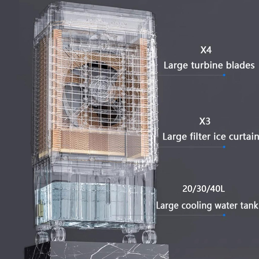 GENERIC Climatiseur évaporatif Portable, Moteur En Cuivre Amélioré, Grand Réservoir D'eau, Blocs De Glace, Ventilateur De Refroidissement Pour Usage Intérieur Et Extérieur, Idéal Pour Les Chambres à Coucher