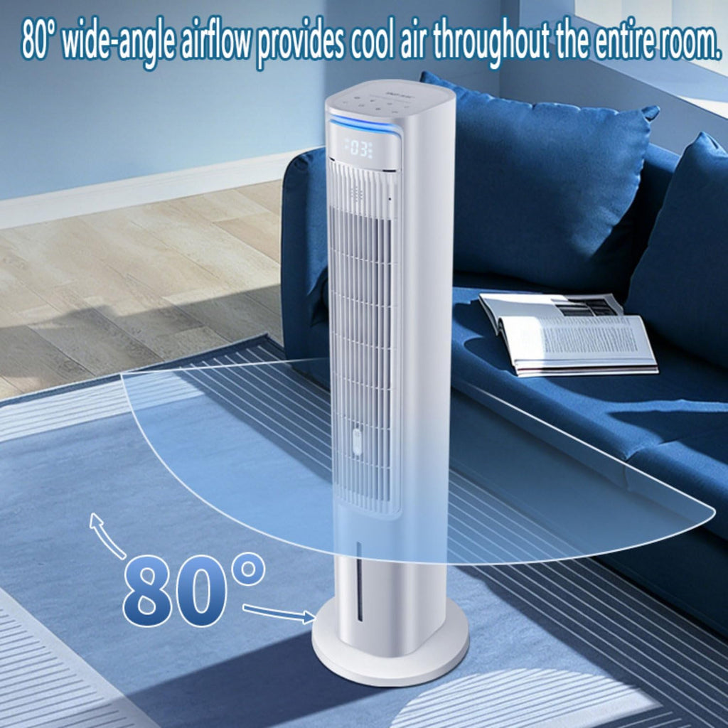 GENERIC Climatiseur De Tour Calme Avec Refroidissement Par évaporation, 3 Niveaux De Vitesse, Minuterie De 12 Heures Et Fonction D'arôme. Climatisation Portable, Pas De Fenêtres Nécessaires, Batteries De Refr