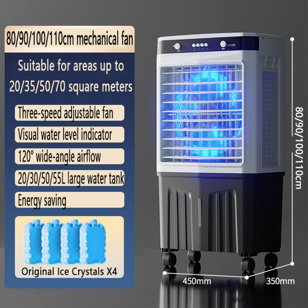 GENERIC Climatiseurs Portables Sans Fenêtre De Refroidisseur D'air Par évaporation Avec 4 Ventilateurs De Refroidissement De Boîte à Glace Qui Soufflent L'air Froid 3 Vitesses 3 Modes 60°Oscillation Swamp Ref