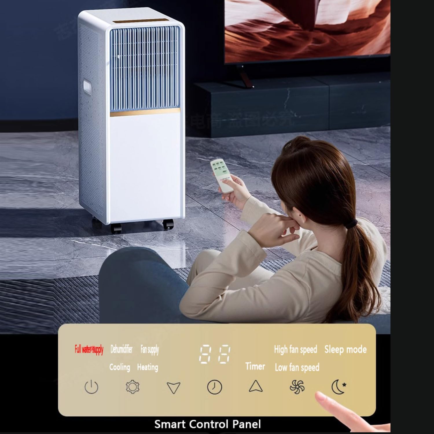  Climatiseur Portable 12000 BTU, Unité De Climatisation Intelligente Avec Télécommande Et Kit De Fenêtre, Ventilateur De Refroidissement Silencieux 48dB Pour Le Bureau De La Pièce Aucun Mur Requis