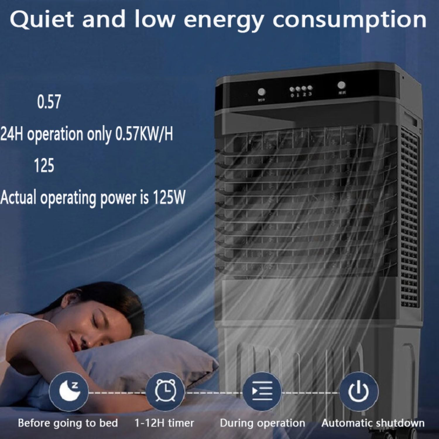 GENERIC Refroidisseur D'air 3-en-1 Avec Réservoir De 50L, Oscillant à 120 °, Mode De Sommeil Silencieux, Minuterie 12H, Utilisation à Faible Consommation D'énergie Pour Le Refroidissement De L'appartement De