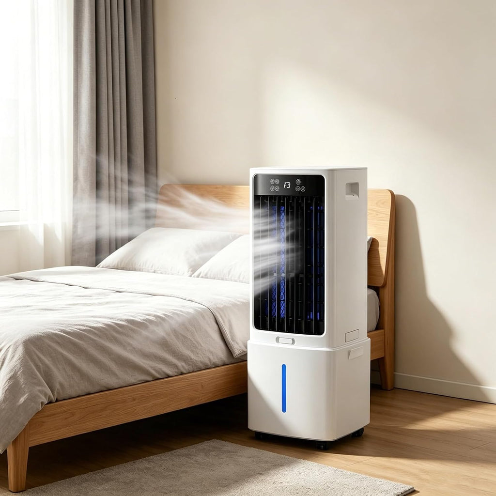GENERIC Climatiseur Mobile Silencieux Rafraîchisseur D'Air 12L, Climatiseur Sans Évacuation Rafraîchisseur D'Air Avec Télécommande, 3 Vitesses, Minuterie 12 H, Pour La Chambre Et Le Garage