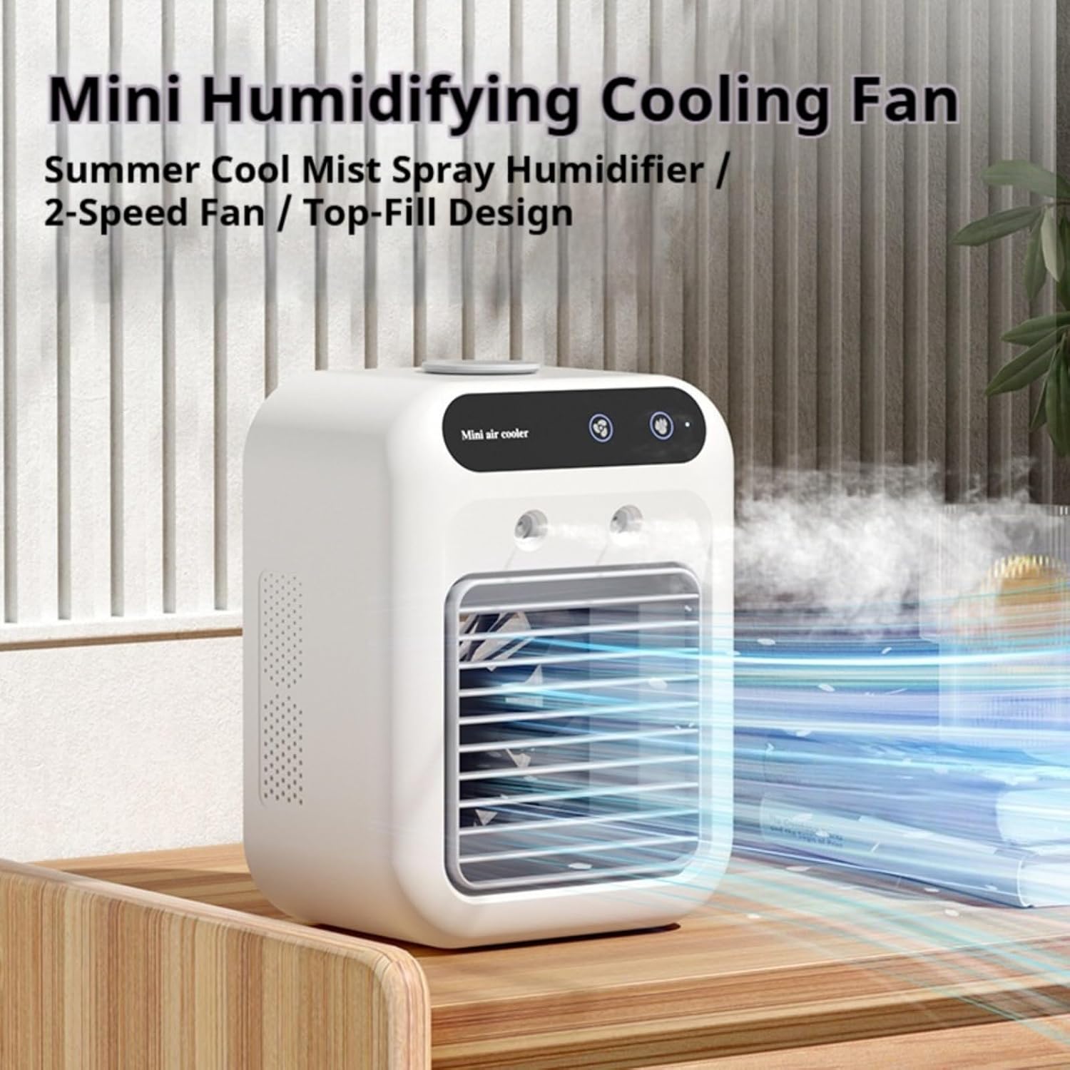  Mini Climatiseur Mobile USB, Ventilateur Climatiseur Silencieux Avec Refroidissement Rapide, Réservoir 500 Ml, Deux Vitesses Et Modes Brumisation Pour Chambre, Bureau, Maison