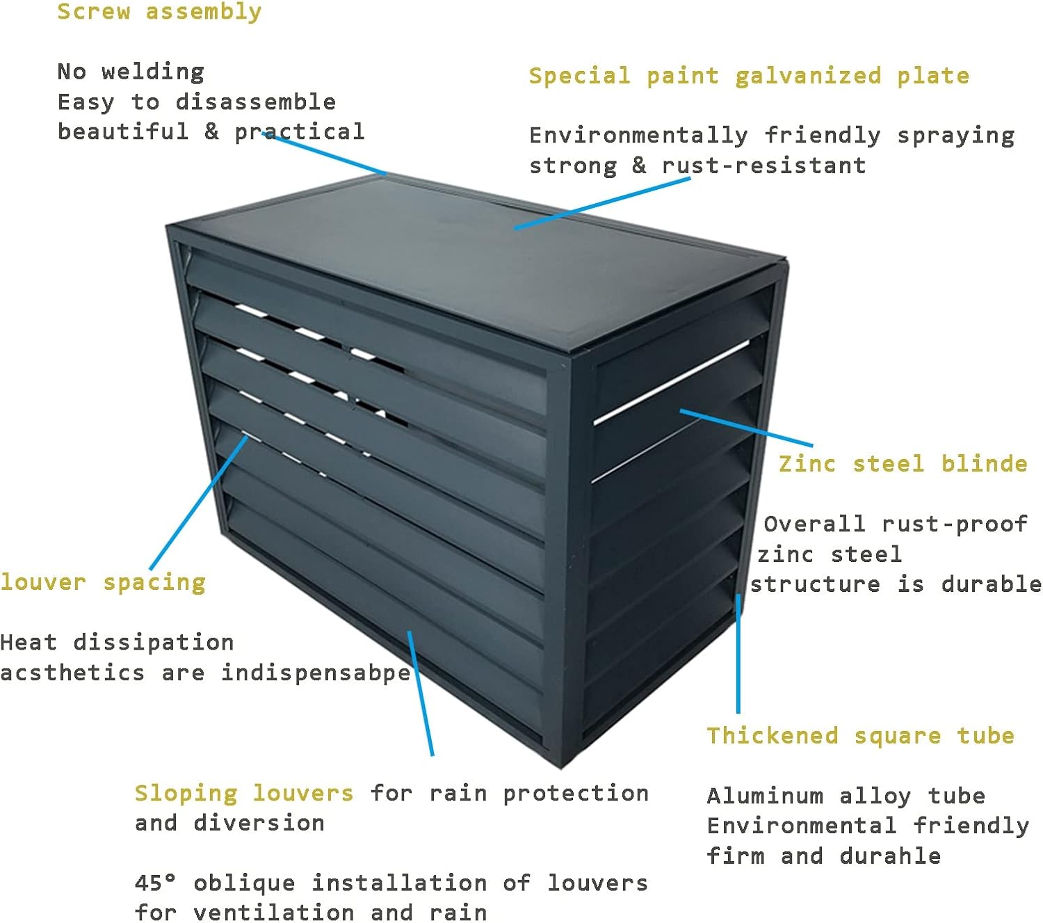 GENERIC Écran De Clôture Pour Climatiseur Extérieur Et Support De Fleurs - Coque En Alliage D'aluminium Résistant Aux Intempéries Pour Unité De Climatisation - Support De Plante En Métal Anti-corrosion