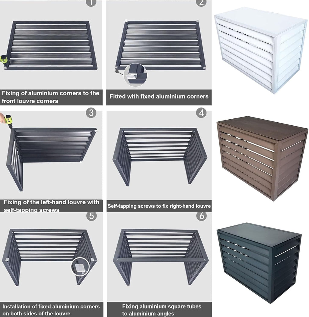 GENERIC Housse Robuste En Aluminium Pour Climatiseurs Mini Unités Séparées – Antivol Et Réduction Du Bruit – Protection Résistante Aux Intempéries Pour Une Utilisation En Intérieur/extérieur – Blanc