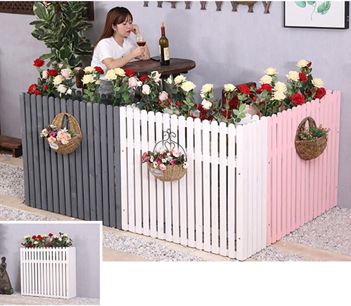 GENERIC Clôture En Bois Massif Pour Climatiseur – Housse Anti-corrosion Pour Unités Extérieures 100 X 30 X 60 Cm – Support élégant Pour Plantes Et Solution De Cachette D'air Conditionné