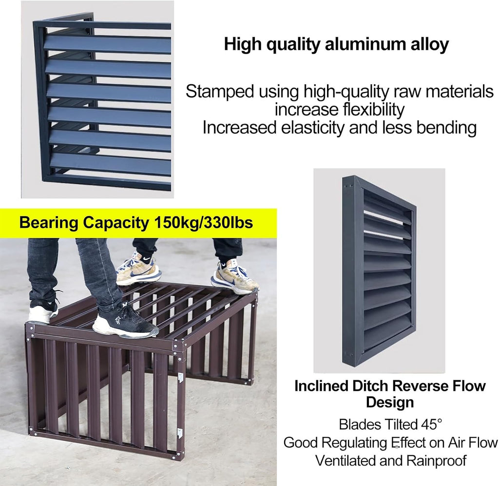  Housse En Métal Résistante Aux Intempéries Pour Climatiseur - Cage De Pompe à Chaleur Pour Unité Murale CVC - Protection Contre Le Condensateur - Marron - 110 X 60 X 80 Cm - Solution Sécurisée