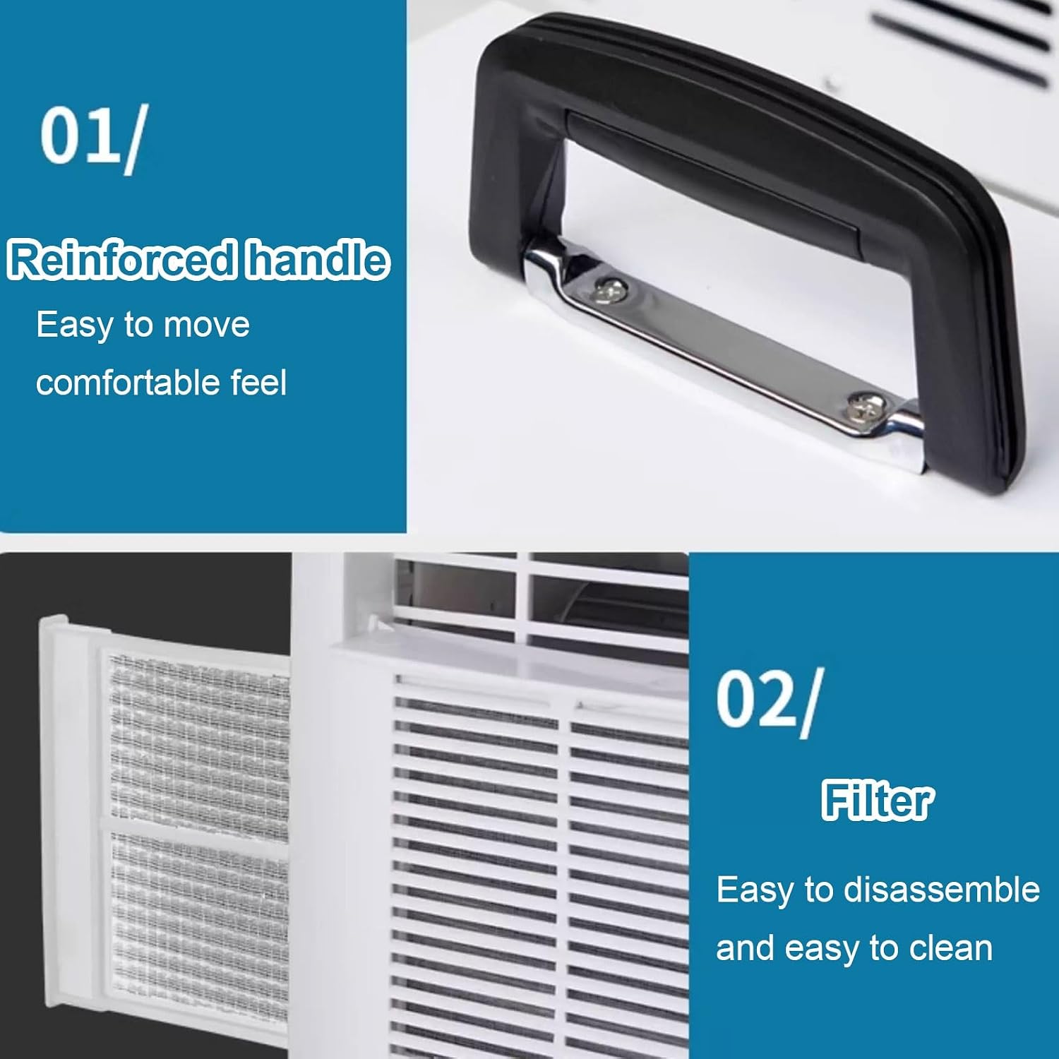  3000 BTU Split AC Unit, Refroidisseur De Chambre Portable Avec Télécommande Tactile Et Télécommande, 12H Minuterie, Refroidissement Silencieux Pour Le Camping De Bureau De Chambre, Poignée De Transpor