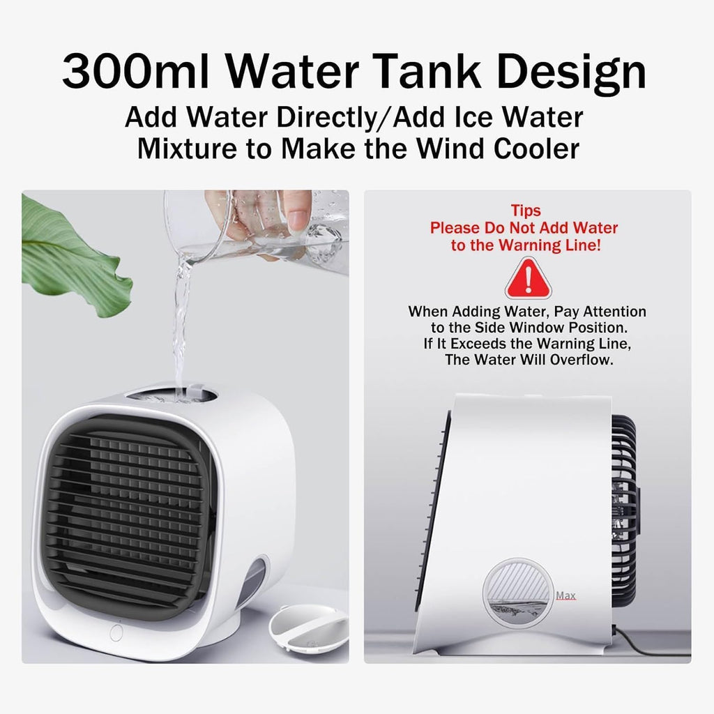 GENERIC Climatiseur Airabreeze, Climatiseur Portable Airbreeze, Climatiseur Portable Avec Veilleuse Led, Refroidisseur De Bureau Usb à 3 Vitesses, Léger Pour Maison, Bureau Et Voyage White
