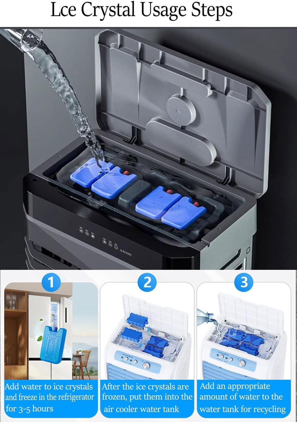 GENERIC Refroidisseur D'air évaporatif Portable, Réservoir D'eau 40L, 3 Vitesses, Minuterie 12H, Pack De Glace, 120 Oscillation, Fonctionnement Silencieux Pour L'utilisation Extérieure Industrielle De Garage