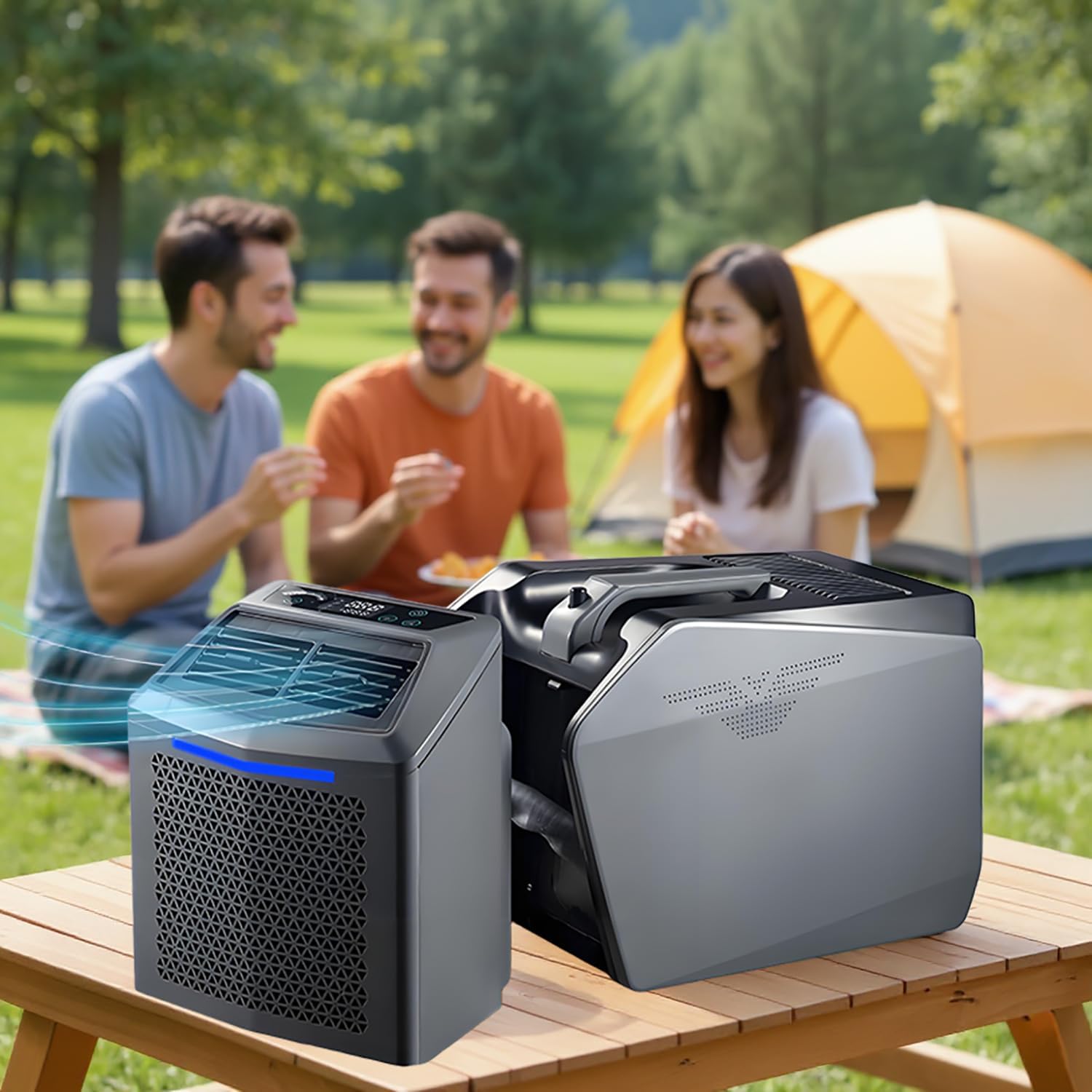 GENERIC Climatiseur Portable, Refroidissement Efficace 6000 BTU, Refroidissement, Déshumidification, Ventilateur, Mode Veille + Minuterie 24h, Utilisation Intérieure Et Extérieure, Conduit D'échappement