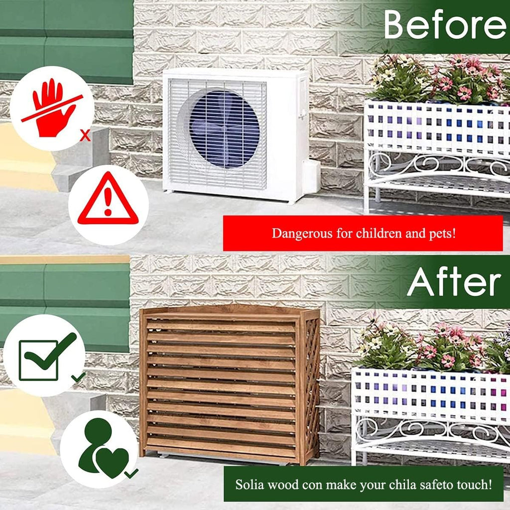  Clôture De Confidentialité En Bois Pour Climatiseur, Housse De Climatiseur De Jardin En Bois Massif, Support De Fleurs Dissimulé Pour L'extérieur, Pompes à Chaleur Décoratives