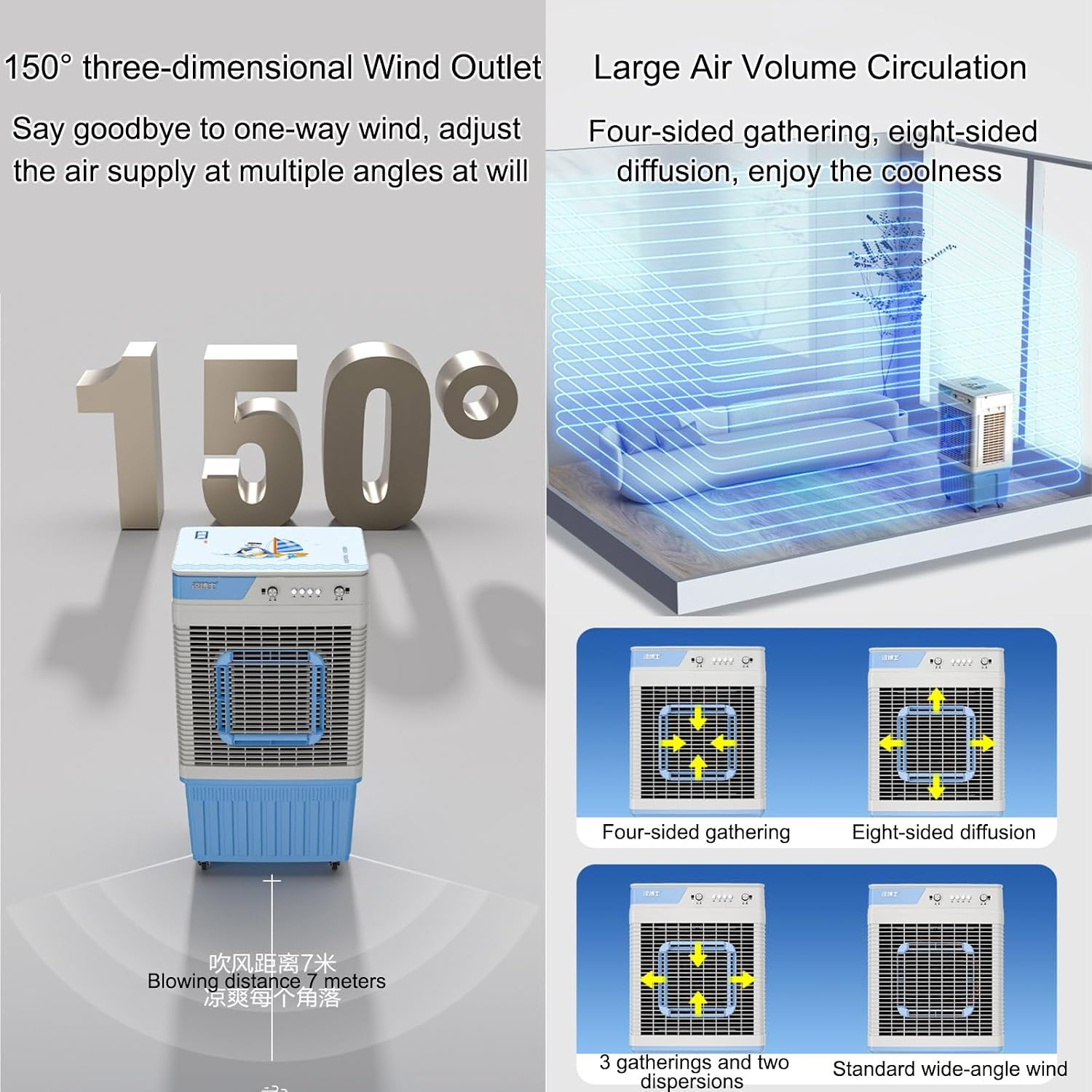 GENERIC Refroidisseur D'air évaporatif Commercial 3 En 1, Refroidisseur De Marais De Grand Réservoir De 40L Avec Boîtes à Glace, Vitesse Réglable Et Flux D'air Grand Angle Pour L'atelier De Garage Factory Ref