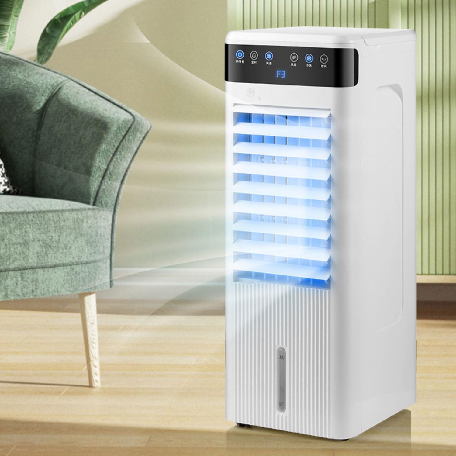 GENERIC Climatiseur Portable, Ventilateur Sans Drainage, 3 Vitesses, Grand Réservoir, 46dB Silencieux, Minuterie 12h, Rafraîchisseur D'air Avec Bac à Glaçons, Unité AC Pour Chambre, Bureau, Camping