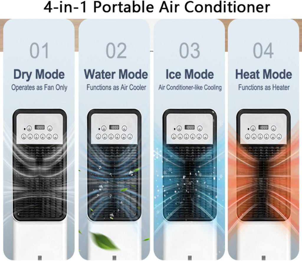 GENERIC Refroidisseur D'évaporation Portable Avec Télécommande, 3 étapes, 120° Pivotant, Minuterie, Batterie De Refroidissement, Silencieux Pour Chambre à Coucher Et Bureau