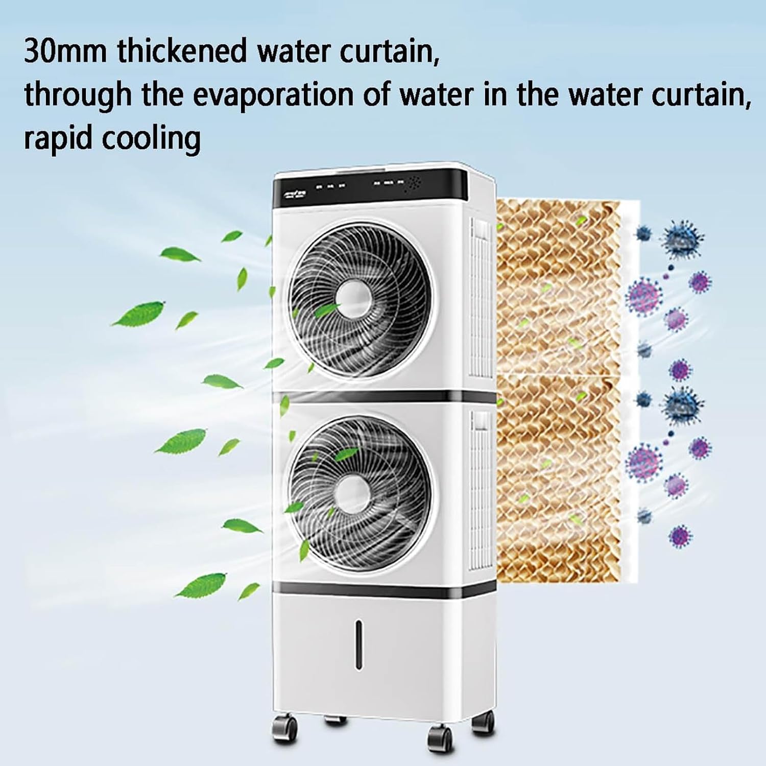 GENERIC Refroidisseur évaporatif Avec Réservoir De 14L, Télécommande Et 3 étapes.Ventilateur De Tour Silencieux Avec Minuterie Pour Chambre Et Bureau.Réfrigération Portable Grâce Au Mur D'eau.