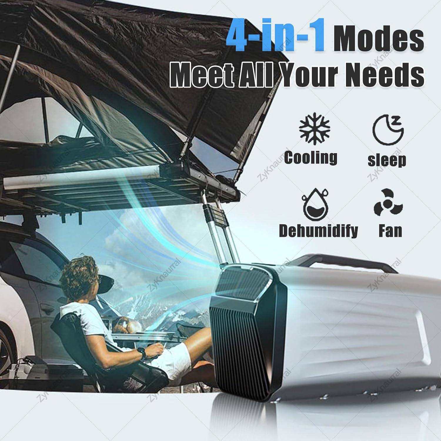  Climatiseur Portable Pour Tentes De Camping, Avec Fonction Déshumidificateur, Faible Consommation D'énergie, Surface De Refroidissement De 8 à 10 M²,Pour Camping-Cars Et Les Vans Aménagés. 12V/220V