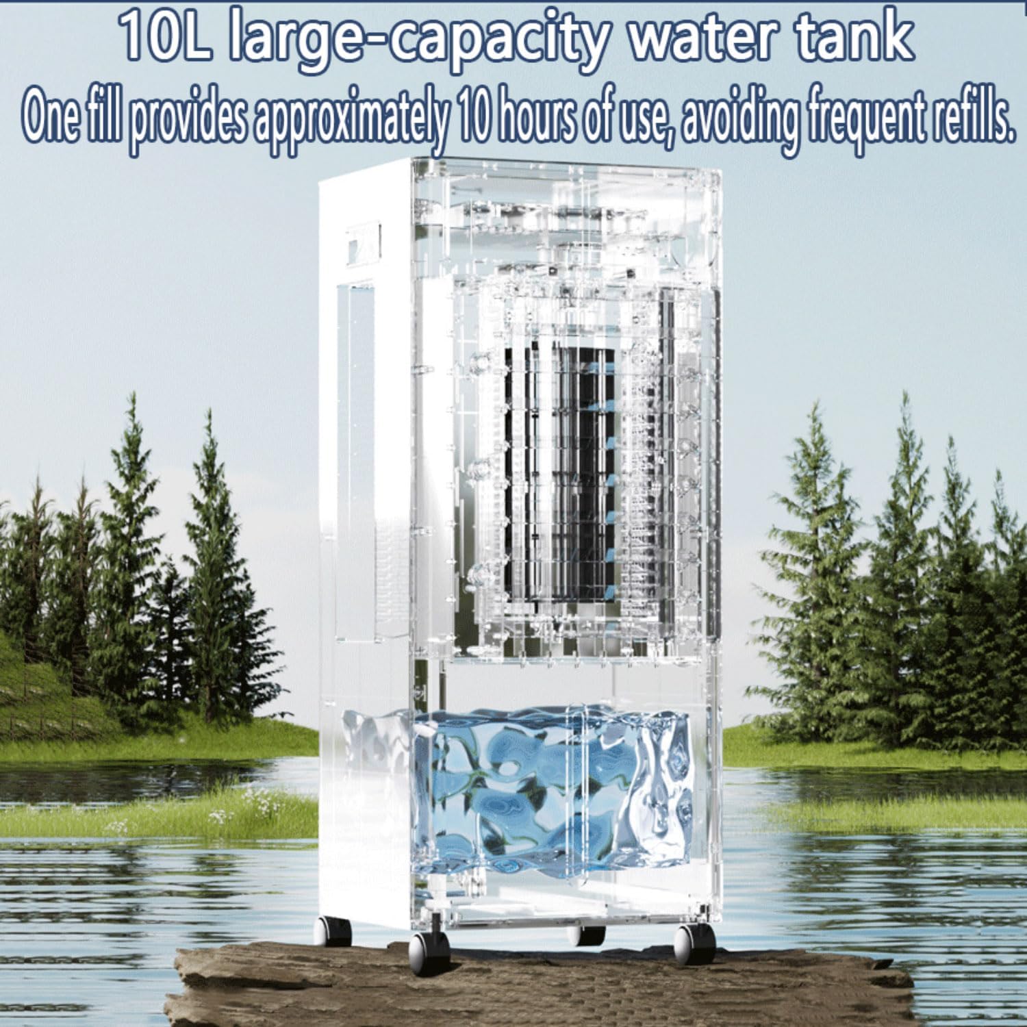 GENERIC Climatiseur Mobile Refroidisseur D'air évaporatif Avec Télécommande Oscillation 60° Réservoir 10L 3 Modes & Vitesses Silencieux Sans Fenêtre Swamp Cooler Ventilateur Unité AC Chambre Bureau
