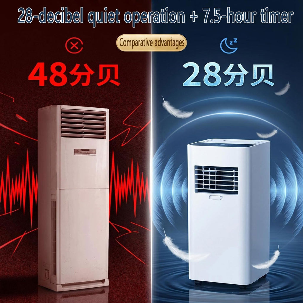  Climatiseur Portable 7000 BTU Avec Télécommande, Unité Intelligente AC (cool, Ventilateur, Déshumidificateur), Ventilateur De Refroidissement Oscillant De 120 ° 3 Vitesses Pour Les Chambres Jusqu'à 30