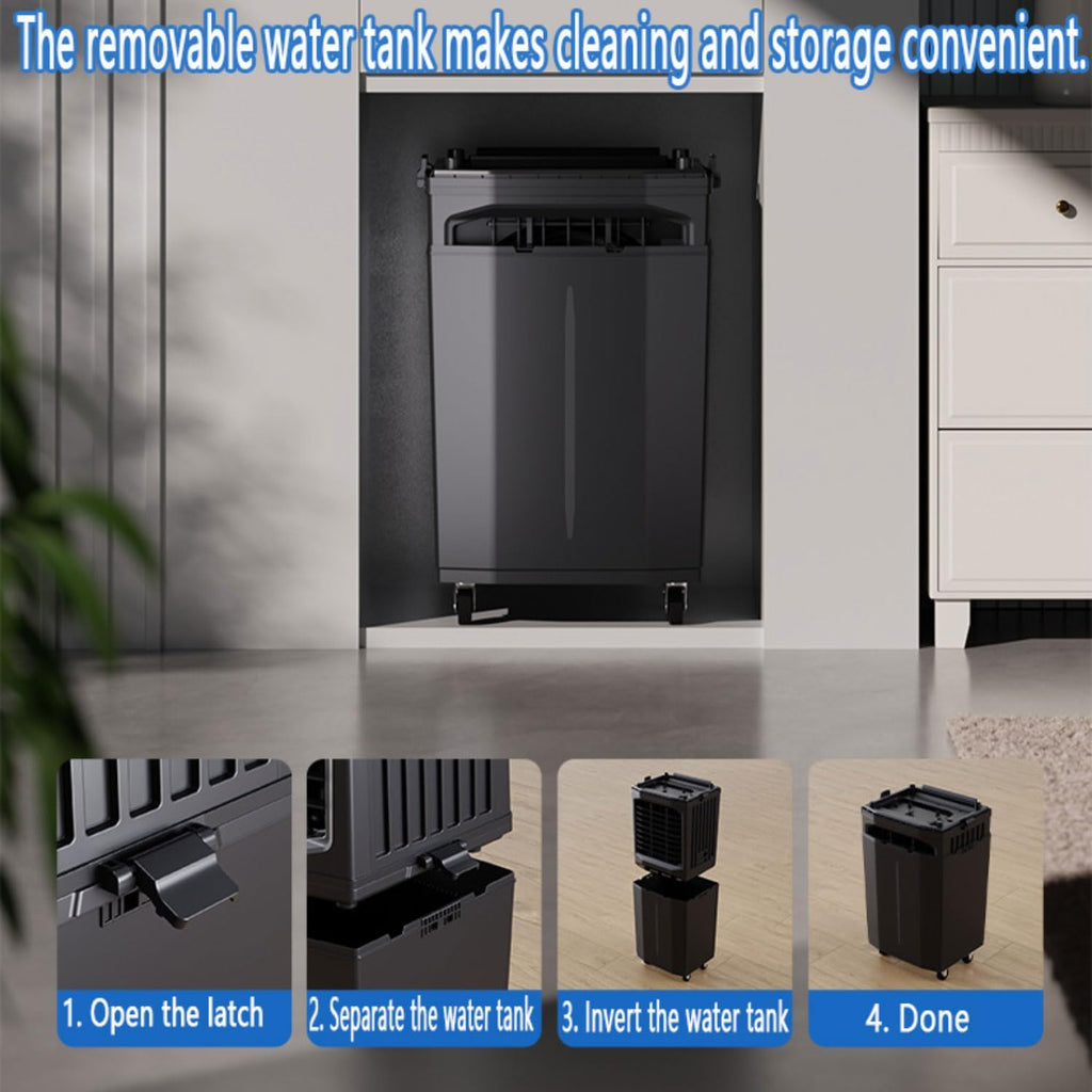  Climatiseur Portable, Rafraîchisseur D'air Par évaporation, Sans Fenêtre, Avec Réservoir Amovible De 60 L, Oscillation à 120°, Ultra Silencieux Pour Appartement, Garage Ou Extérieur.