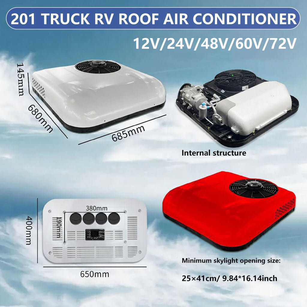 GENERIC Climatiseur De Toit CC 24 V 12 V Pour Camping-car Et Camion, Refroidissement Efficace Ultra Silencieux, Télécommande Et Affichage De La Température, Parfait Pour Une Utilisation Estivale