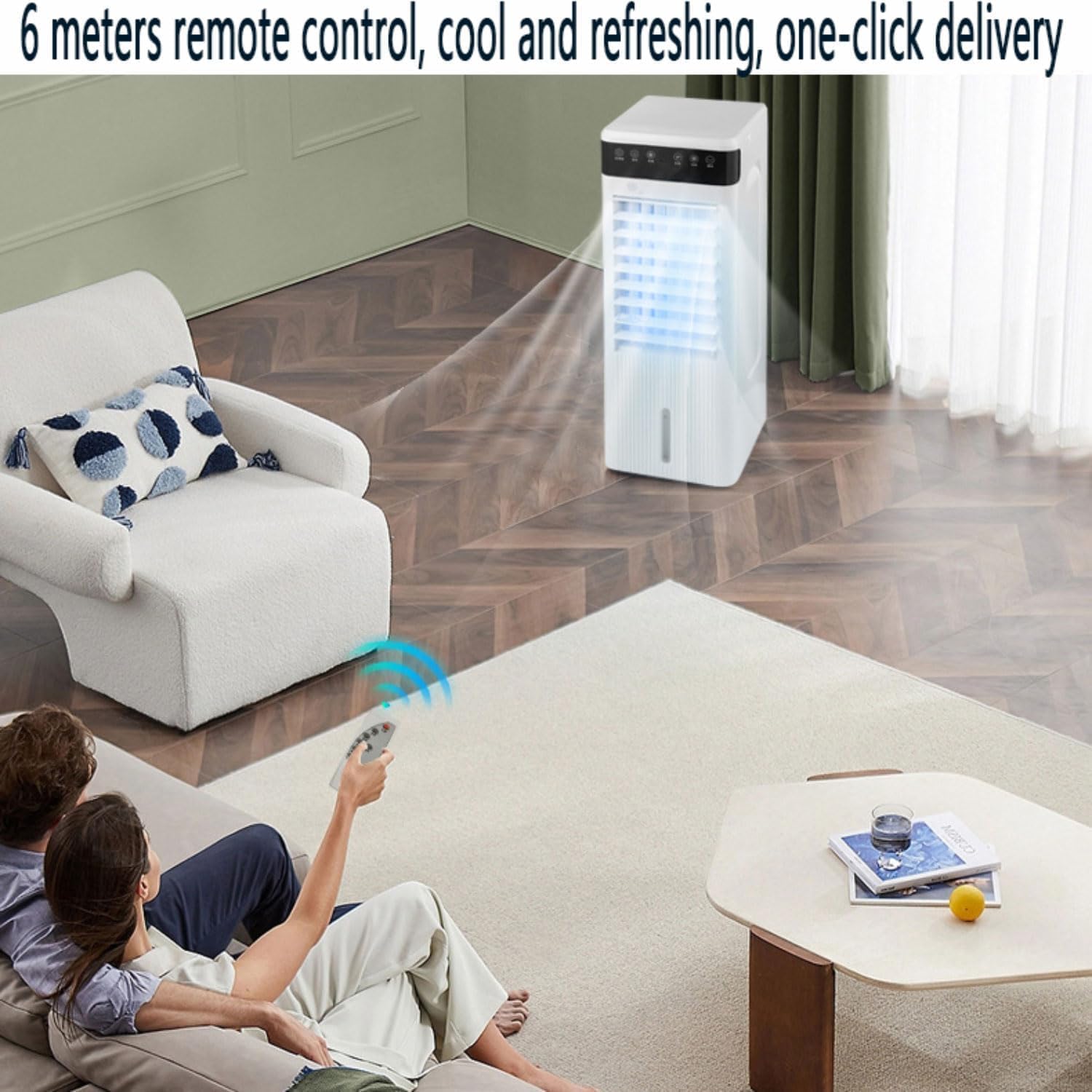 GENERIC Climatiseur Portable, Ventilateur Sans Drainage, 3 Vitesses, Grand Réservoir, 46dB Silencieux, Minuterie 12h, Rafraîchisseur D'air Avec Bac à Glaçons, Unité AC Pour Chambre, Bureau, Camping