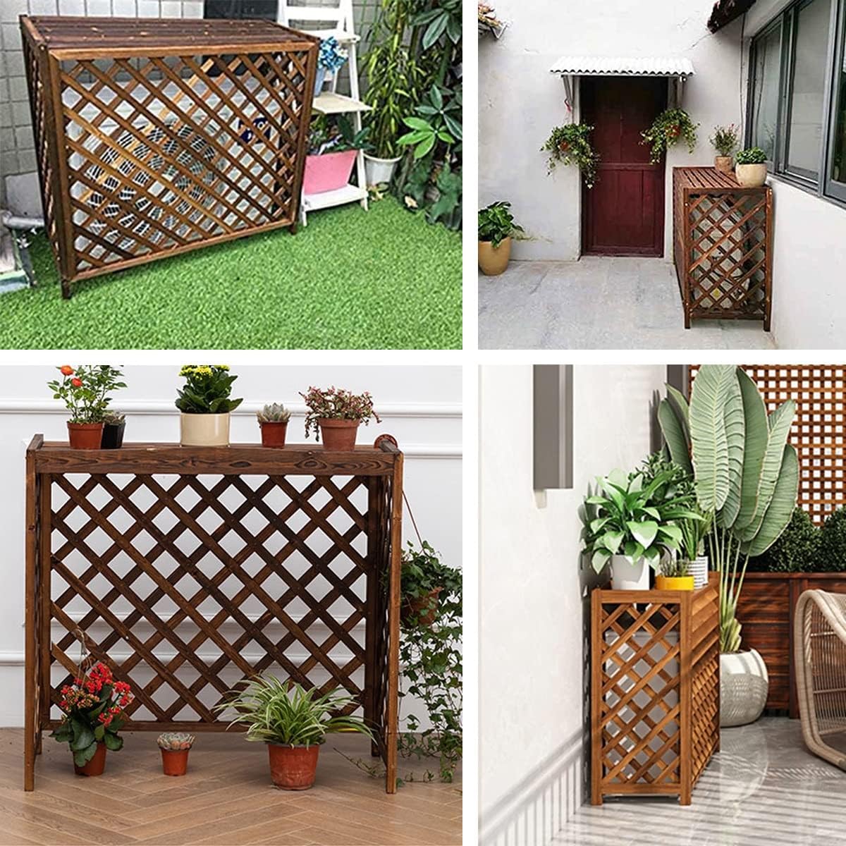  Grille De Protection Antivol En Bois Pour Climatiseur, Pour Poubelles Extérieures Ou Climatiseurs (L84 X L35 X H74 Cm)