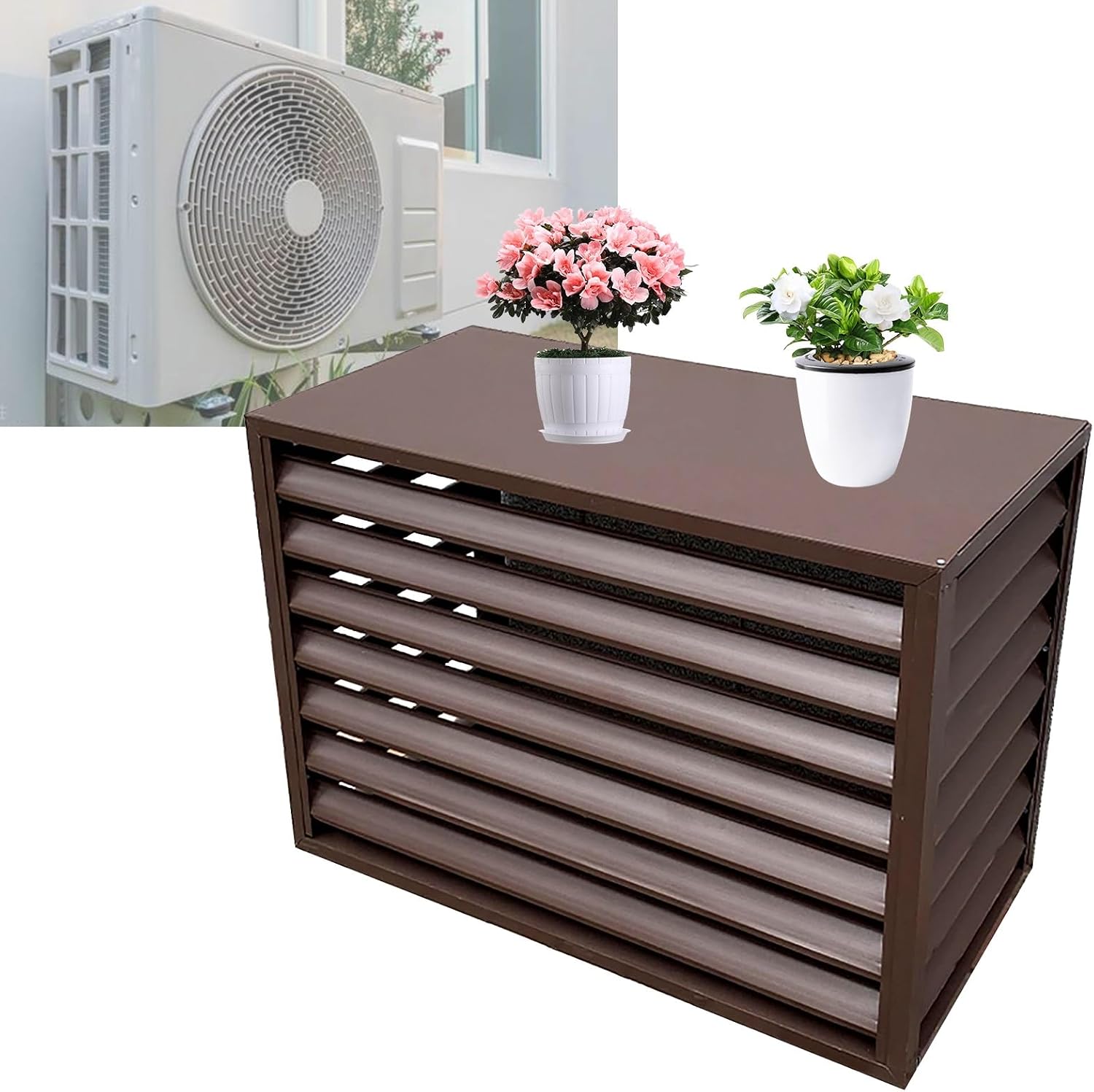  Housse Pour Climatiseur Extérieur – Housse En Aluminium Pour Unité De Climatisation Pour Une Utilisation En Extérieur, Protège Contre Les Feuilles Et Les Débris, Idéale Pour Les Clôtures Et