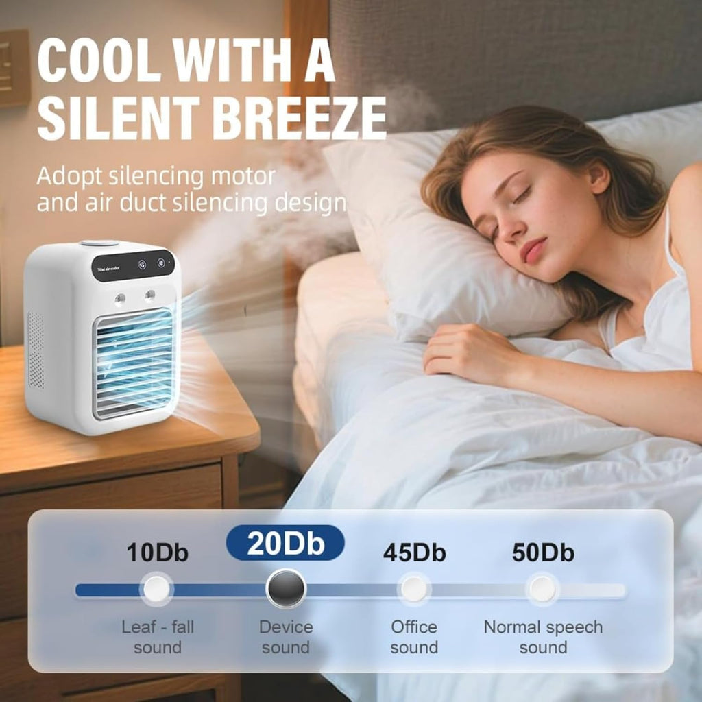  Mini Climatiseur Mobile USB, Ventilateur Climatiseur Silencieux Avec Refroidissement Rapide, Réservoir 500 Ml, Deux Vitesses Et Modes Brumisation Pour Chambre, Bureau, Maison