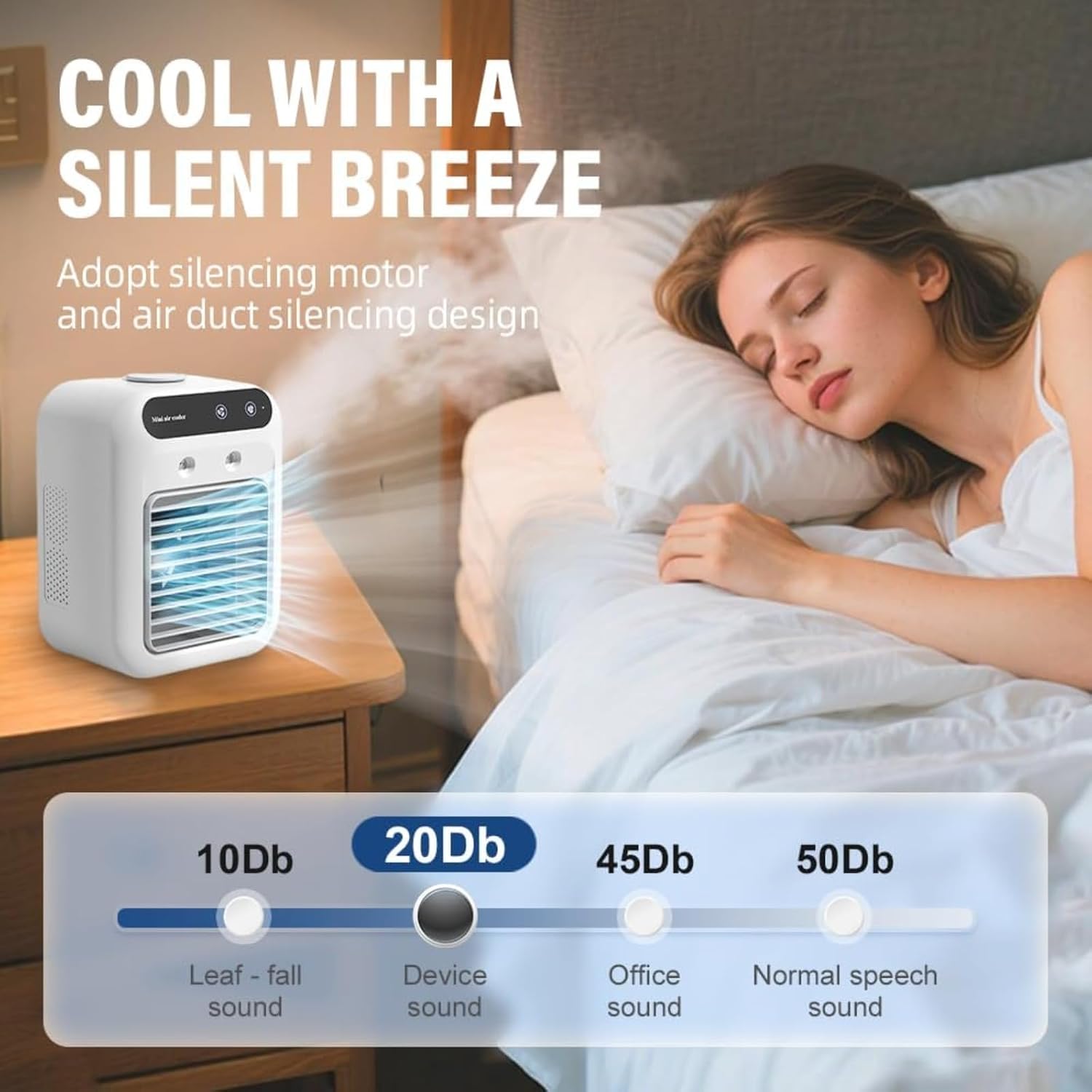  Mini Climatiseur Mobile USB, Ventilateur Climatiseur Silencieux Avec Refroidissement Rapide, Réservoir 500 Ml, Deux Vitesses Et Modes Brumisation Pour Chambre, Bureau, Maison