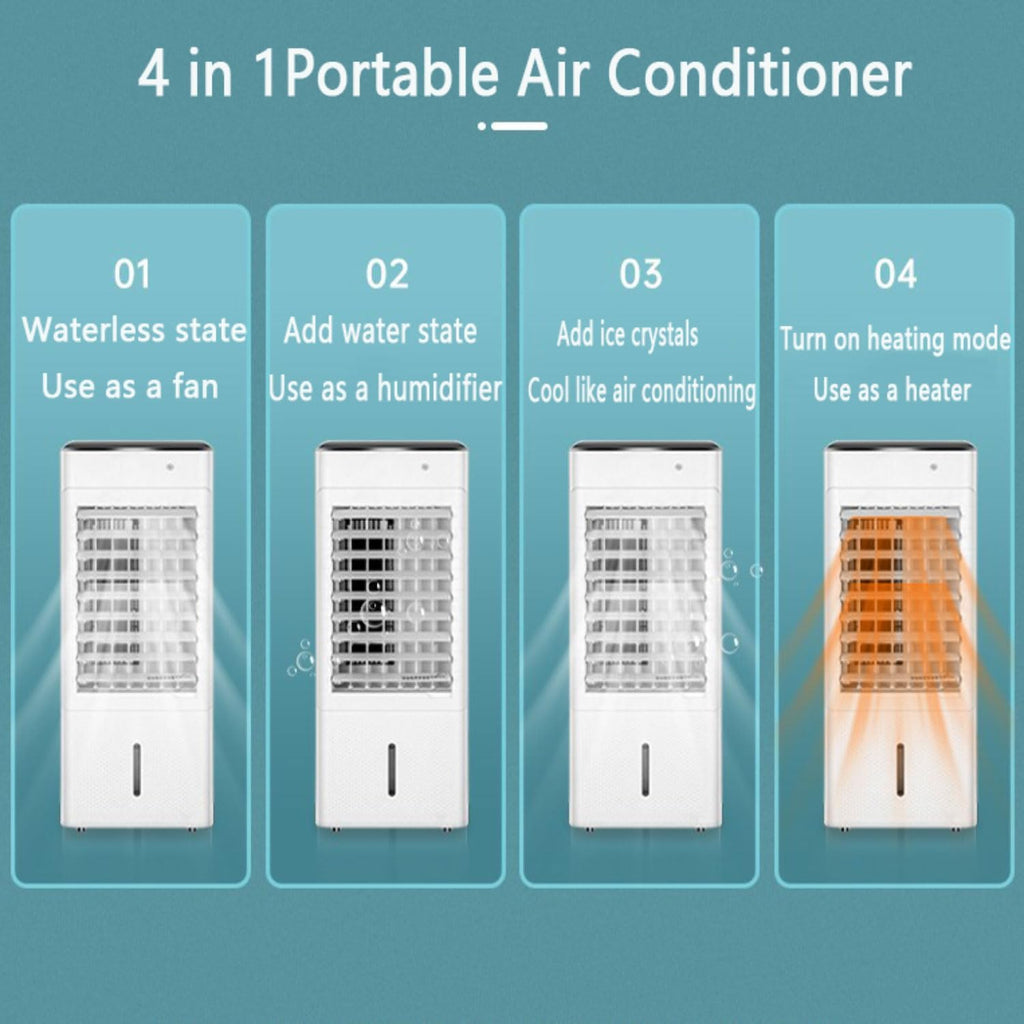  Climatiseur Mobile Portable 4 En 1 Fonction De Refroidissement, Chauffage Humidificateur Ventilation Refroidisseur D'air Avec 3 Vitesses Minuterie 12H Contrôle Télécommande/Écran Pour Maison