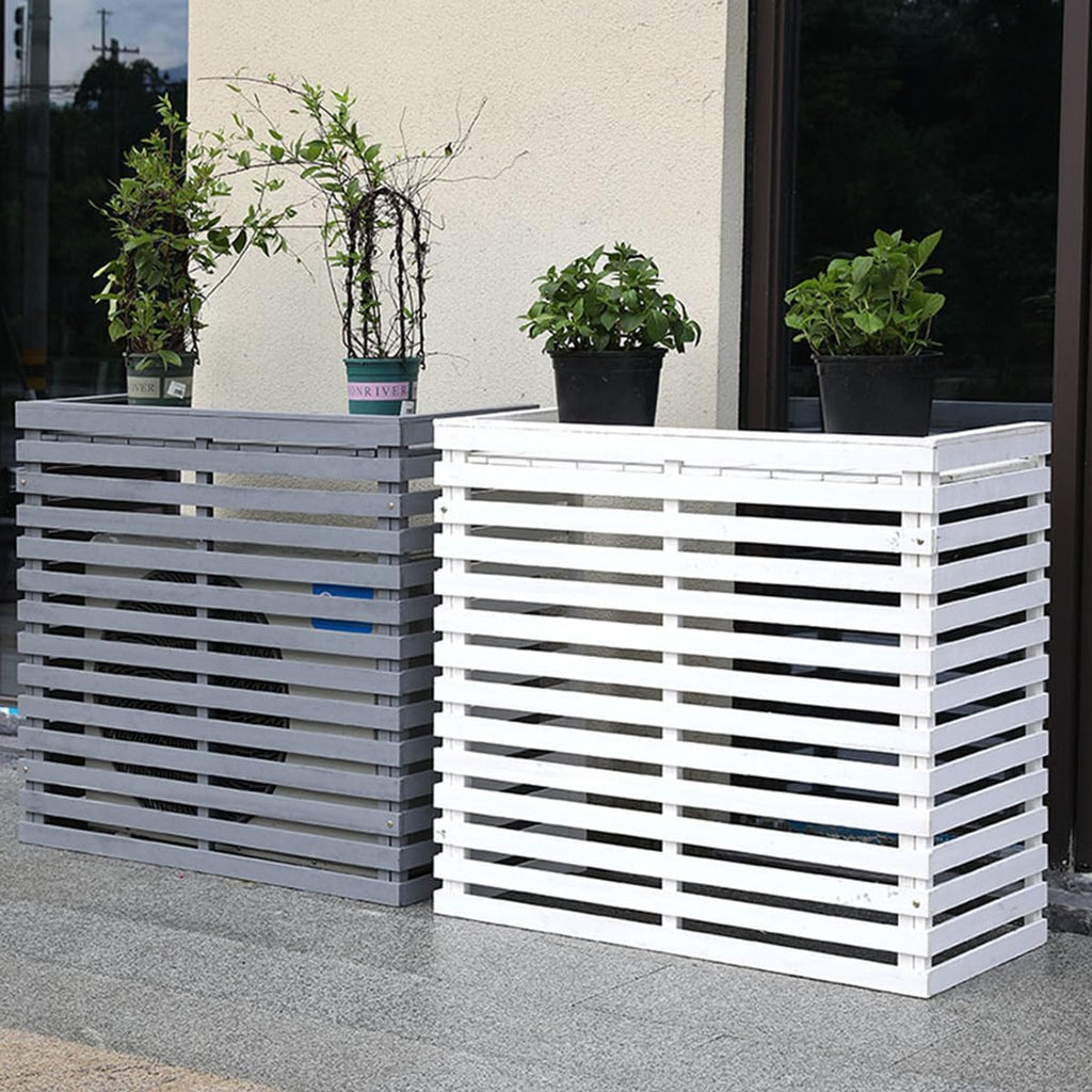 GENERIC Housse De Climatiseur D'extérieur En Bois Avec Persiennes - Support Multifonction En Bois Massif - Taille C-105 X 45 X 95 Cm - Protection Contre Les Intempéries