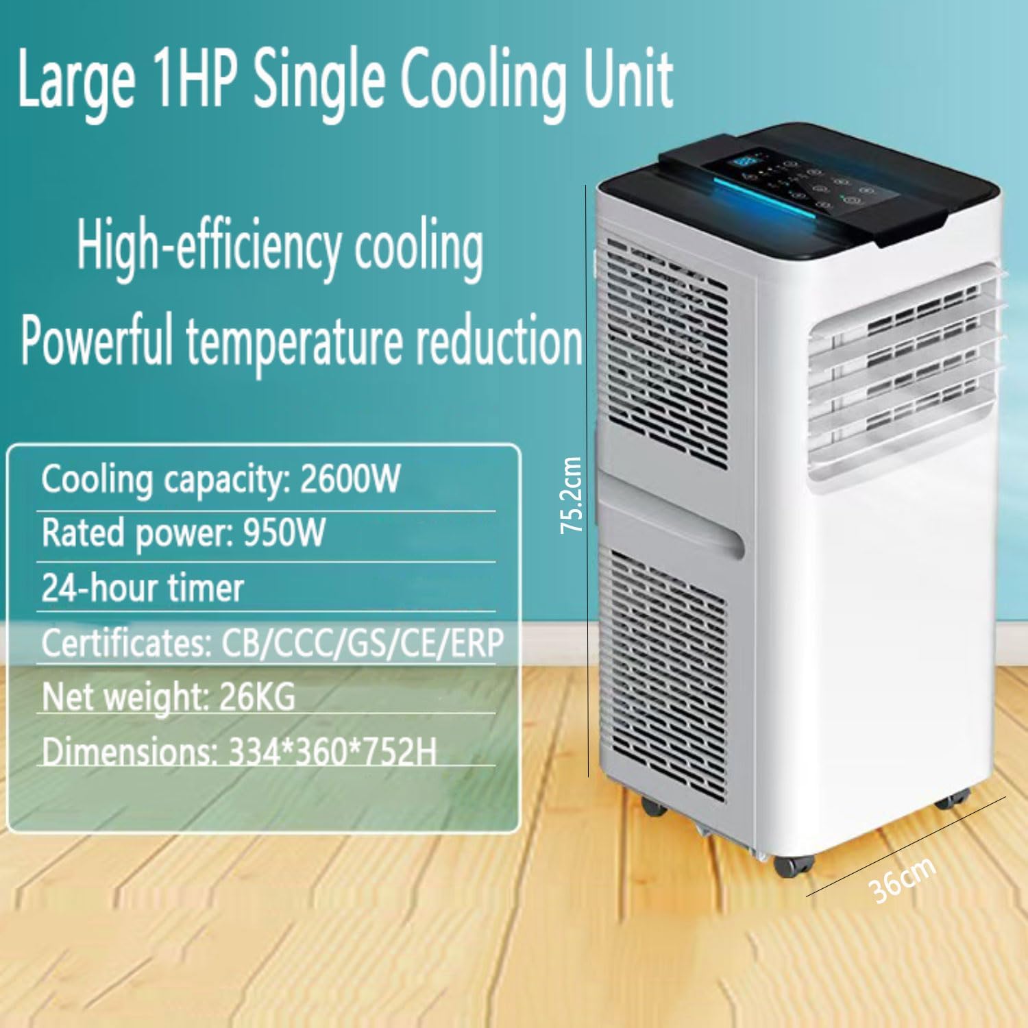  Climatiseur Portable Intelligent Silencieux, Déshumidificateur Intégré Et Modes De Ventilateur Pour Les Chambres Jusqu'à 350 Pieds Carrés, Télécommande, Minuterie 24H, Kit D'installation