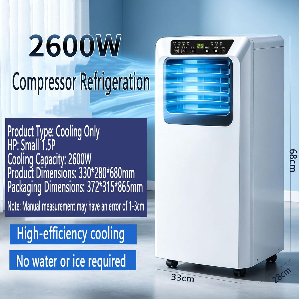  Climatiseur Portable Unités Intelligentes Intelligentes Avec Refroidissement De Refroidissement Demode De Sommeil De Refroidissement Frais Télécommande 24H Timer120° Oscillant Refroidissement AC UnitF
