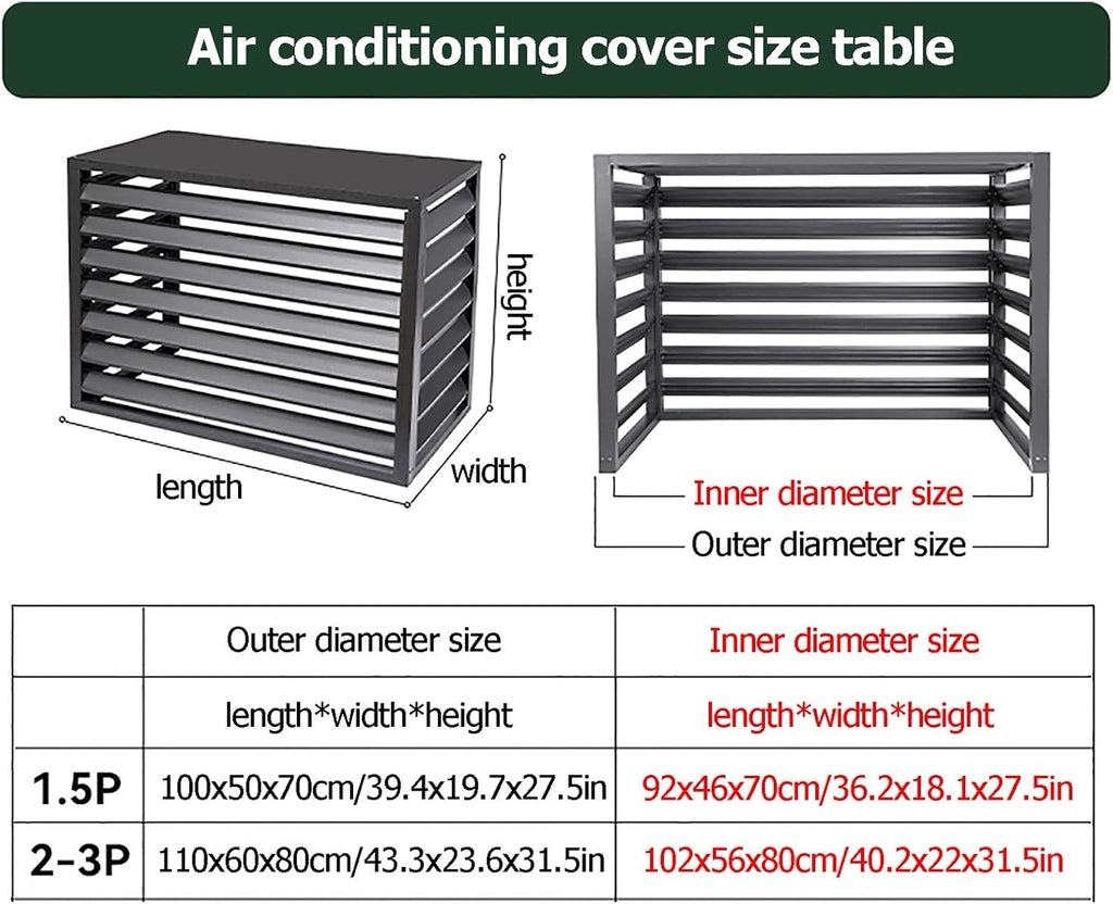 GENERIC Housse De Climatiseur En Aluminium Résistant Aux Intempéries - Protection De L'unité Centrale De Climatisation Extérieure - Clôture D'intimité - Couvercle De Condensateur Pour Une Utilisation En