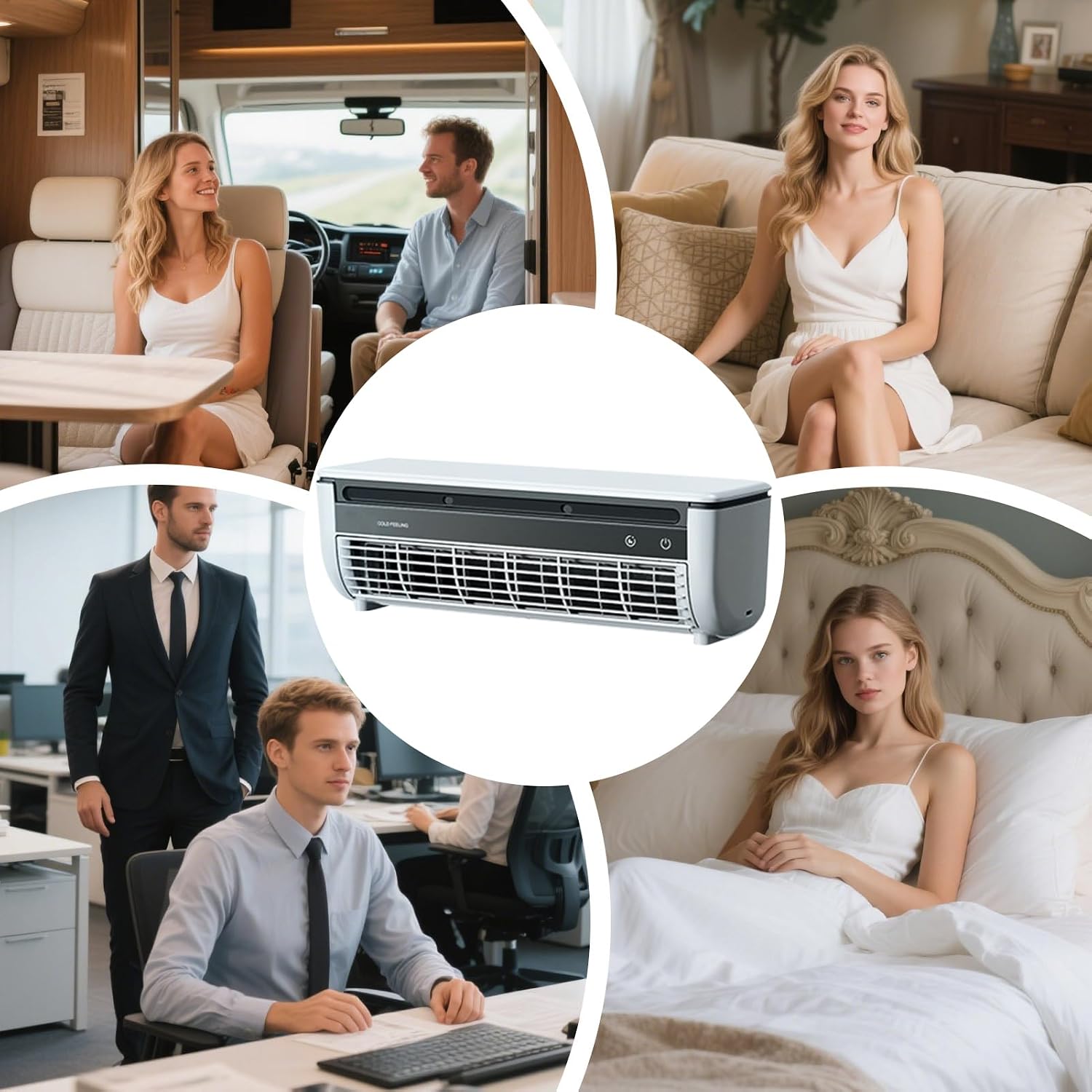 Genérico Ventilateur De Climatisation, Climatiseur Portable, Refroidisseur De Chargement Sans Fil, Brise Réglable, Appareil De Refroidissement Personnel Compact Pour Maison, Cuisine, Dortoir, Voyage